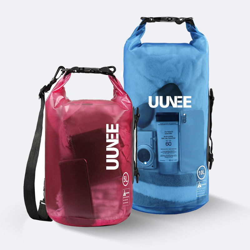 Outdoor Waterproof Bucket Bag Swimming Beach Cross-border Rafting Tracing Storage Sports Single and Double Shoulder Translucent Waterproof Bag
