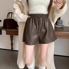 时尚pu皮裤阔腿短裤女秋冬款2025秋季新款高腰宽松休闲百搭a字裤