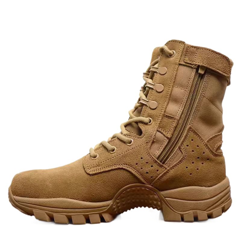 Nuevas botas de guerra marrón de hombre, botas de entrenamiento de guerra de hombre, tablero de carbono de alta elasticidad y desgaste, botas de entrenamiento de guerra de cremallera tácticas al aire libre