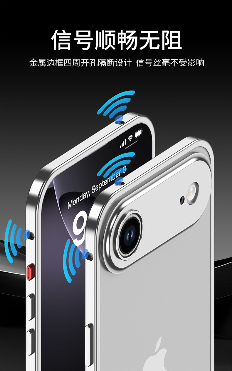 Ốp lưng điện thoại tản nhiệt khung kim loại chống sốc cho iPhone 12–17 Pro/Max — Đen, Bạc, Tím đậm, Titan nguyên bản chi tiết 8