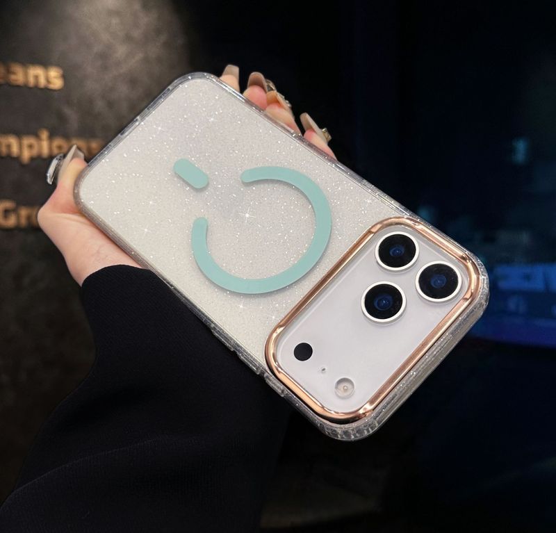 电镀镜框金光闪粉适用iPhone17手机壳亚克力透明磁吸苹果16保护套|undefined