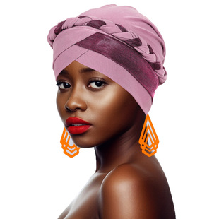 Cross-Border New Style Spliced ​​Bright Silk Braided Hat for Women, Versatile Fashionable Casual Turban Hat Pullover Hat in Stock