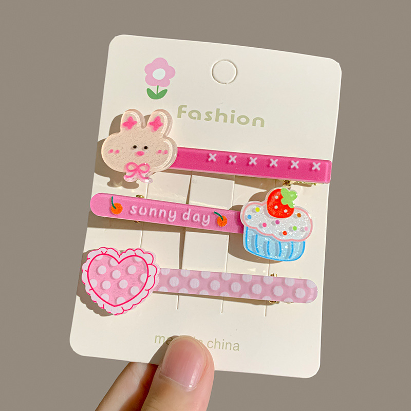 Dulces dibujos animados para niños, una palabra de mar, clip para el cabello roto, clip para el cabello de niña, clip lateral para el cabello