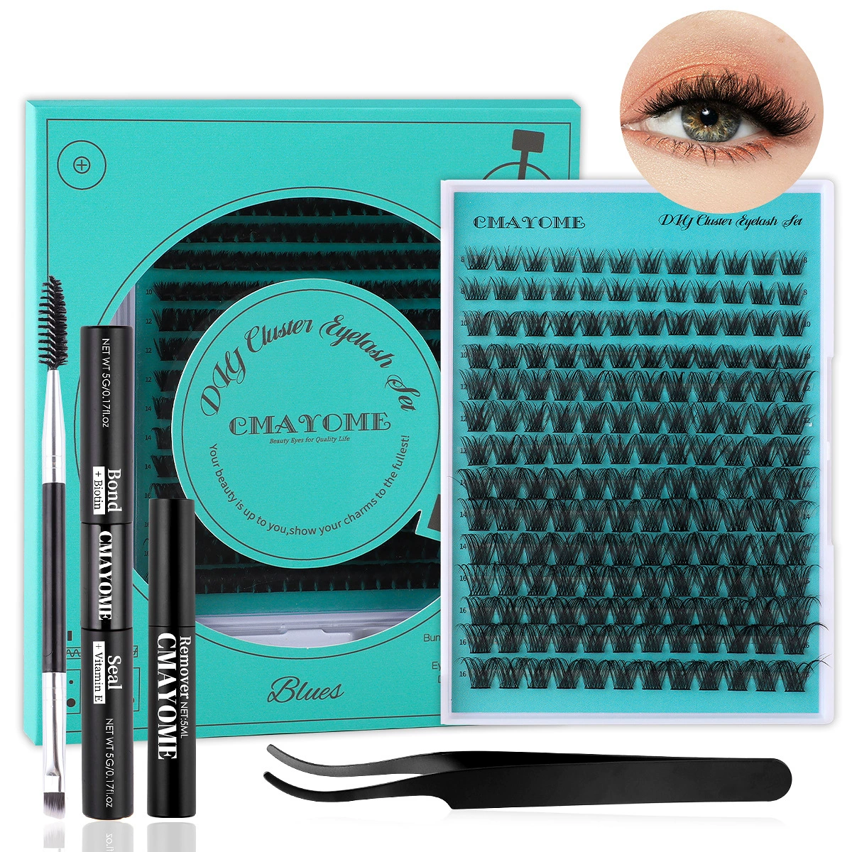 False Eyelash Set DIY, Curled Dense Cluster Lashes, Separate Tufts (252 pcs)
