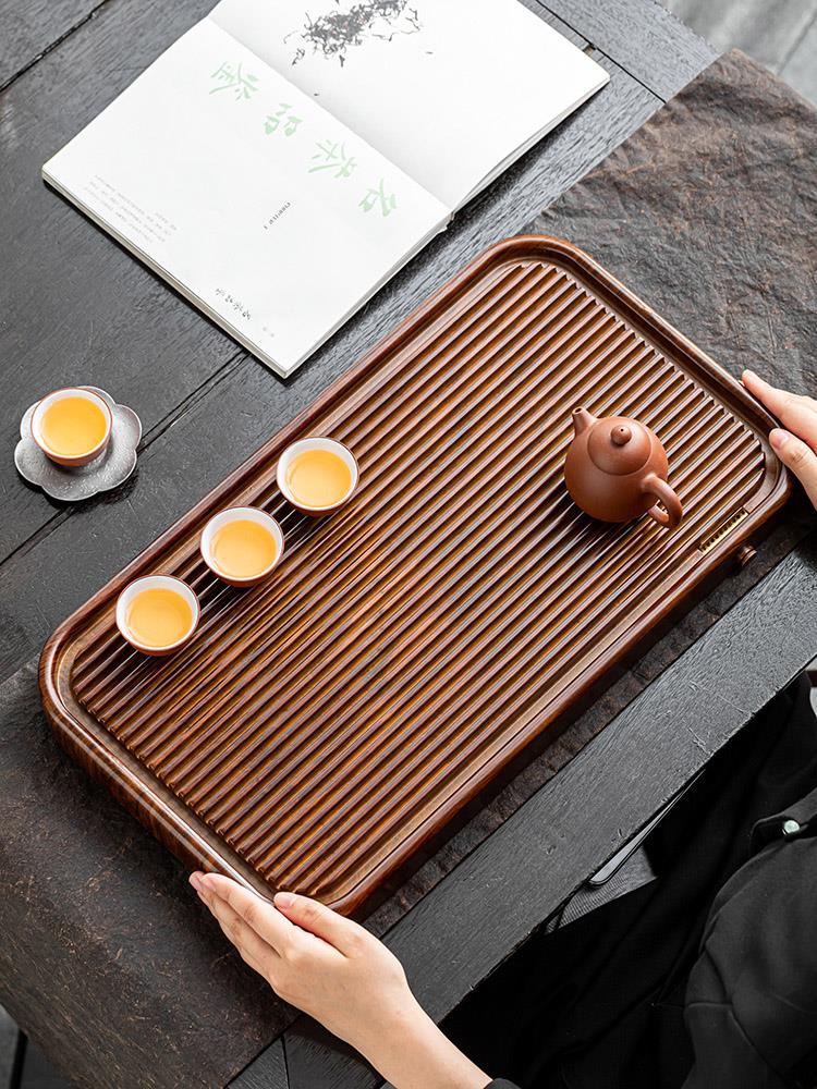 Toda la bandeja de té de madera maciza nuevo juego de té chino de alta gama bandeja de té de drenaje integrada de madera maciza escritorio del hogar lujo ligero
