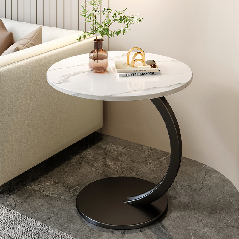 Sofá mesa auxiliar mesa de esquina simple mesa pequeña sala de estar pequeña mesa de café luz lujo creativo móvil Balcón Roca placa pequeña mesa redonda