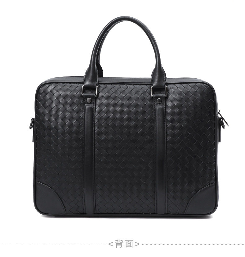 Túi xách tay nam da bò thật đan thủ công, túi đeo chéo một vai kiêm túi đựng laptop 39×7,5×28 cm — Màu đen chi tiết 14
