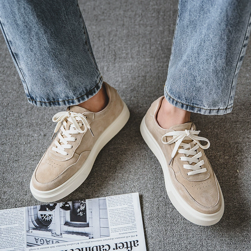 Мужские летние кроссовки из натуральной кожи, круглый носок, новые мужские повседневные туфли, универсальные дышащие нескользящие кеды из холщовой ткани оптом