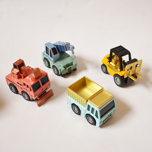 Alloy Engineering Toy Truck Tipper Truck Forklift Hook Machine Excavator Q-version Construction Team Children's Pocket Bouncy Car