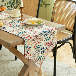 Cross-Border American retro jacquard table runner Nordic sideboard flag fabric coffee table TV cabinet long tablecloth wholesale