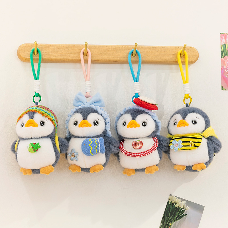 かわいい帽子をかぶったペンギンのぬいぐるみペンダント、可愛いキャラクターの漫画風バッグ飾り、キーホルダー、ミニサイズの卸売|undefined