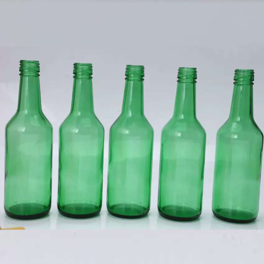 饮料瓶啤酒瓶360毫升绿色烧酒瓶韩露空瓶真露烧酒分装瓶白酒瓶子