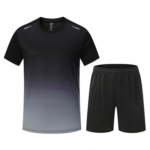 Summer Running Fitness Quick-Drying Short-Sleeve Set Fashion Gradient Loose Plus Size Breathable Sweatshirt Dropshipping U