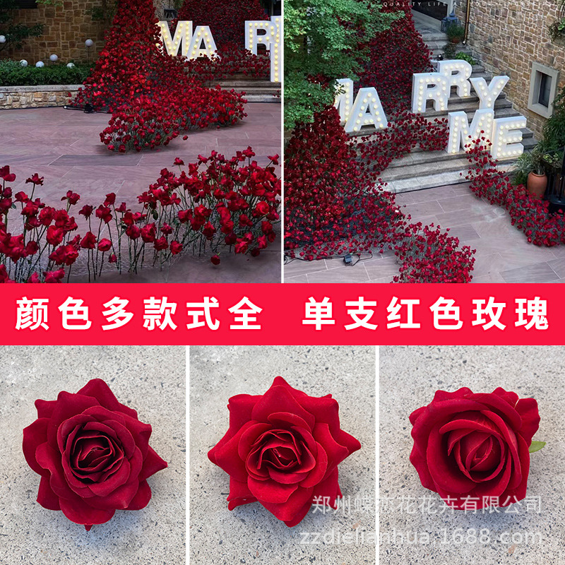 Flor artificial Rosa rojo cascada Rosa glaciar Rosa Internet celebridad Fondo pared Rosa flor pared floral arreglo floral