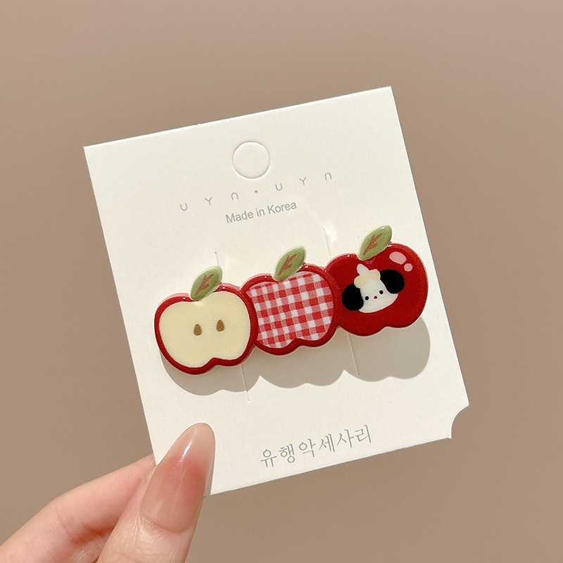 Cute anchor broca de cabello de manzana roja de alta calidad frente broca de cabello lateral broca de cabello de boca de pato tocado