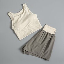 瑜伽服套装女紧身跑步高强度训练健身内衣夏季运动背心两件套