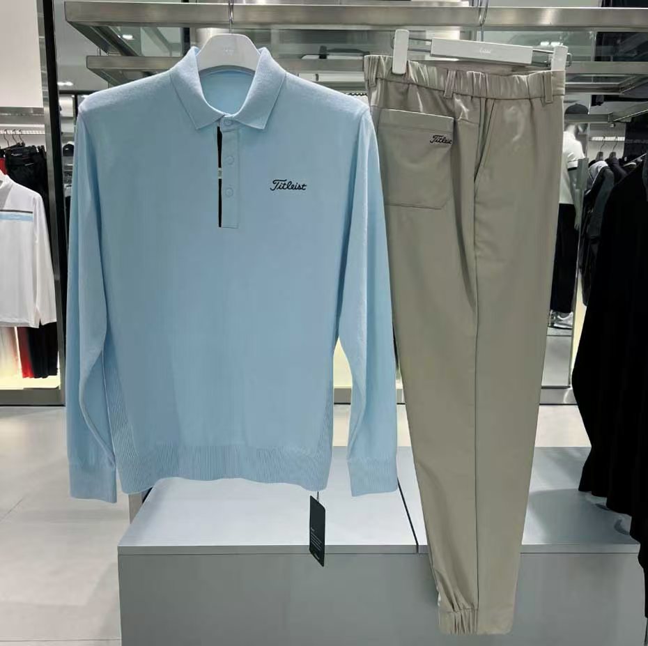 Autumn and Winter Lapel White and Handsome Long-Sleeved Golf Clothing Men's Tops Warm and Comfortable Sports Golf Baseball Uniforms