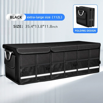 Car trunk storage box large capacity car folding storage box Oxford fabric car rear storage box (Car storage bag/box) - super-large-903530-capacity-112l-distinguished-black