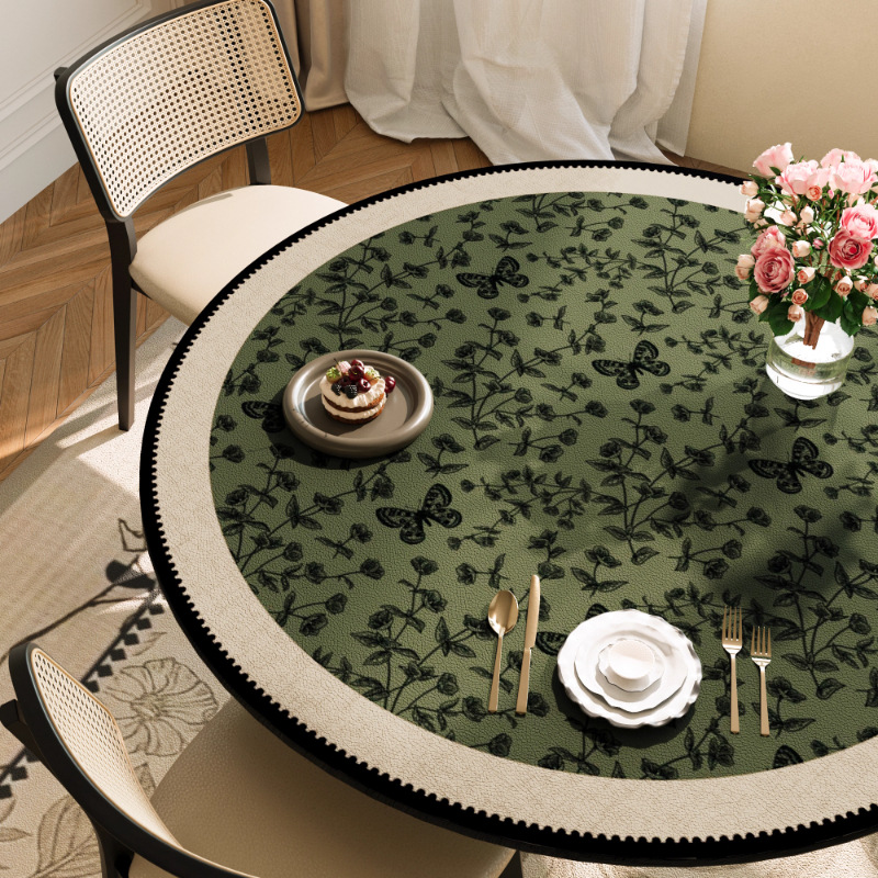 Retro almohadilla de mesa redonda alta sensación impermeable a prueba de agua a prueba de aceite tela de mesa de cuero almohadilla de mesa de té almohadilla de protección de mesa almohadilla de mesa redonda