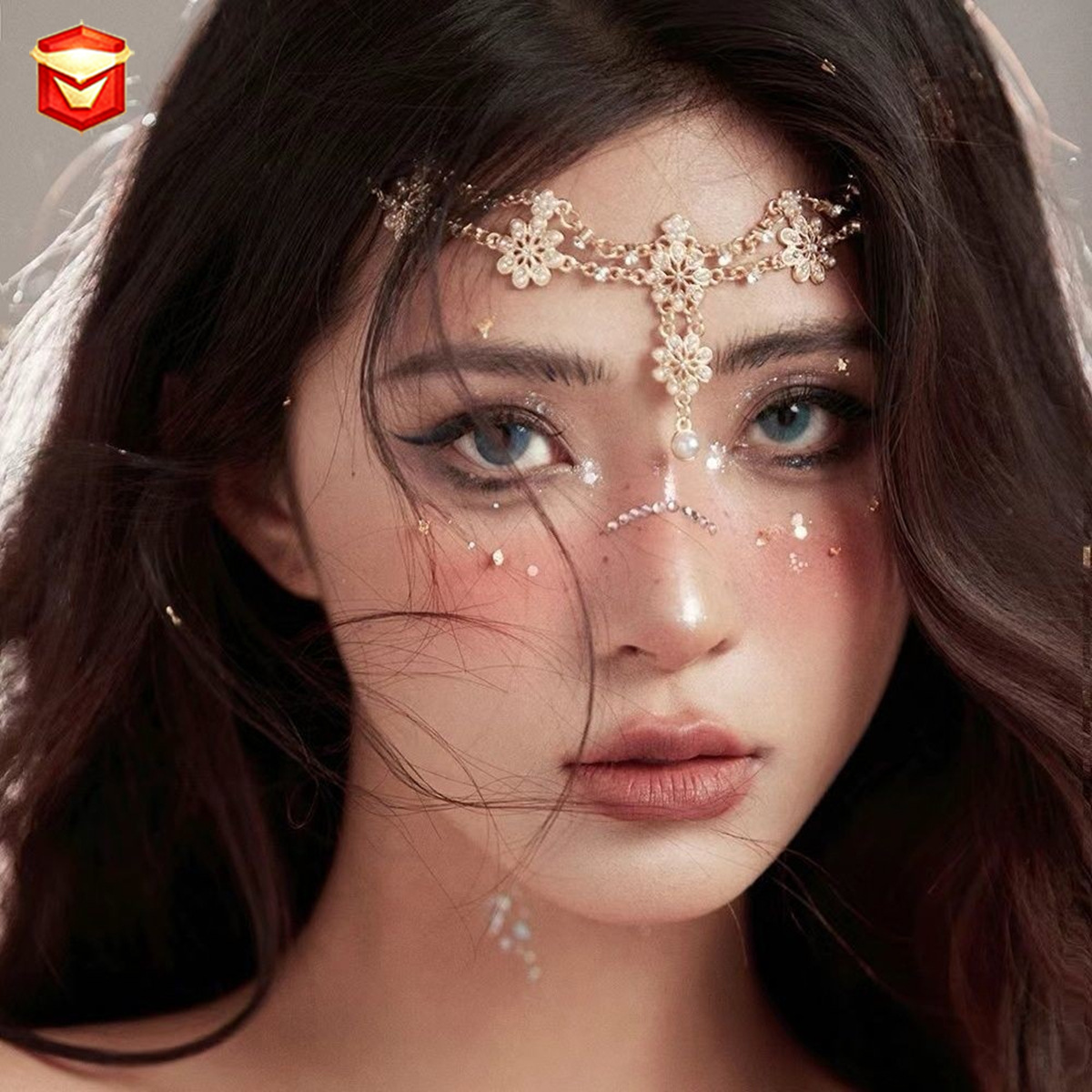 Cross-Border European and American Bohemian Style Alloy Diamond-Encrusted Flower-Studded Pearl Pendant Elastic Tassel Headband Hair Accessory
