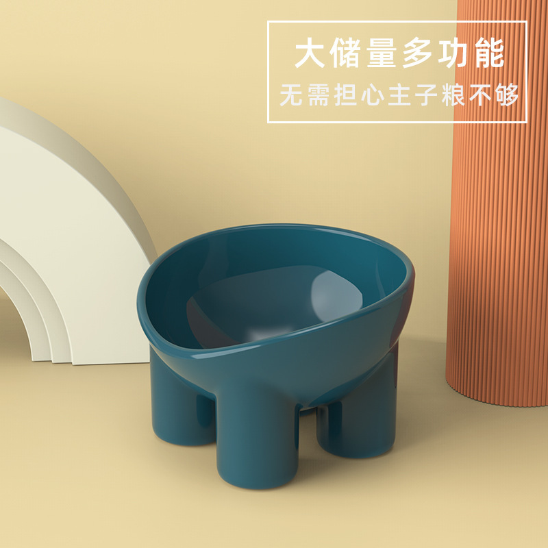 Macaron color elefante pierna protección del cuello tazón de gato antigolpes sobre antideslizante tazón de comida para mascotas tazón alto científico para gatos al por mayor