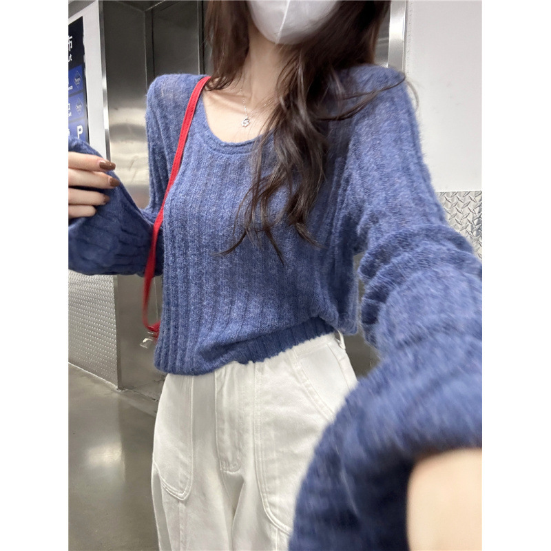 高级感甜辣新款修身显瘦慵懒风短款打底上衣女潮ins风针织毛织衫|undefined