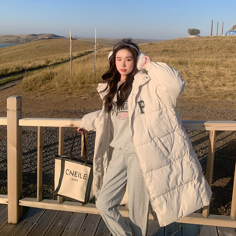 Chaqueta de plumón para mujeres 2023 medio largo estilo P simple estilo coreano suelto de oversize pareja sobre la rodilla academia image 1
