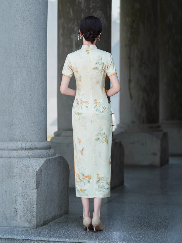 ママのスリムチャイナドレス若いスタイル新しい気質中国風の婦人服中華民国レトロ改良されたエレガントなチャイナドレスレディ|undefined