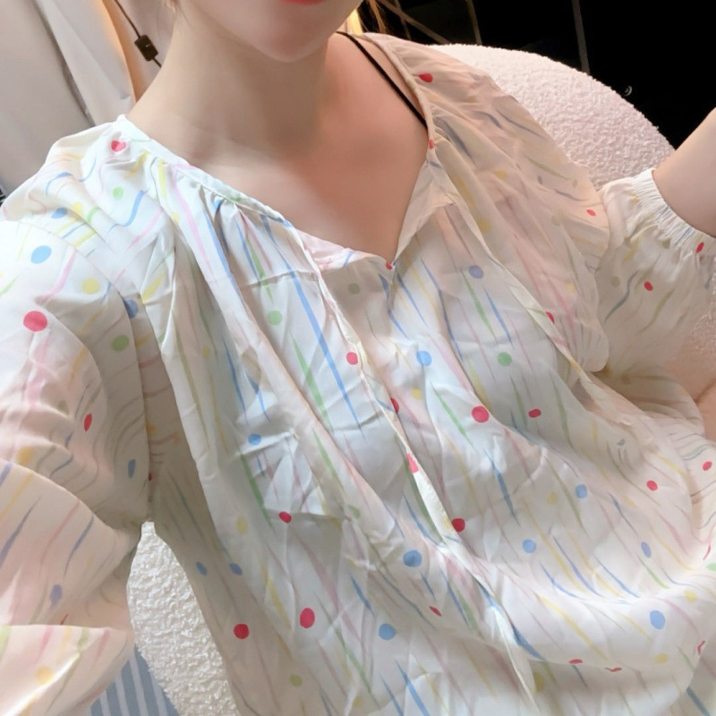 綿シルクパジャマセット女性のホーム服春と夏のパジャマ女性の夏フレンチレトロラウンドネック屋外で着用可能|undefined
