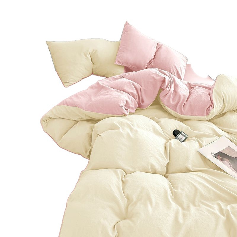 Washed Cotton Bedding Set For Naked Sleeping Soft Duvet Cover Four-piece_voghion.com