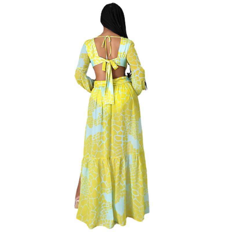 Vestido Holgado de Primavera y Verano para Mujer, Estilo Coreano, Estampado, Falda Irregular de Estilo Europeo y Americano con Temperamento Elegante, HX036, Amazon Cross-Border image 6