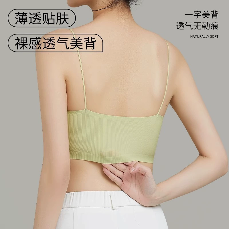 Tube top, straps, supporting glossy design wireless bra