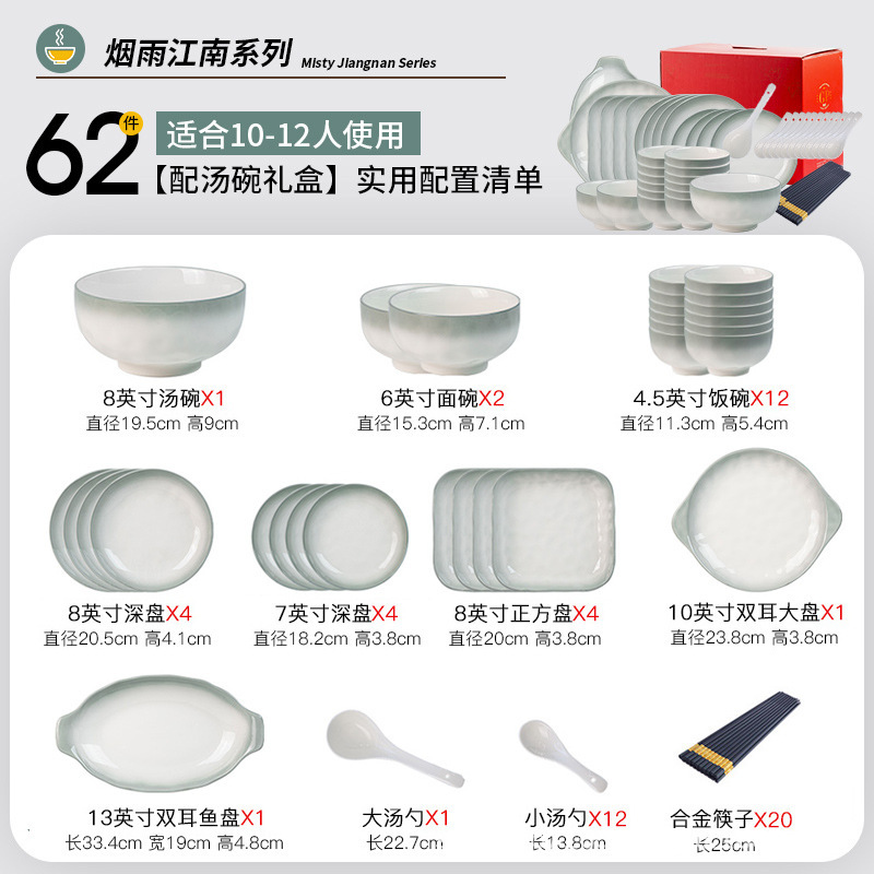 食器セット家庭用 2025 新しい食器ボウル箸プレート景徳鎮セラミックボウル新築祝い結婚式のボウルと食器|undefined