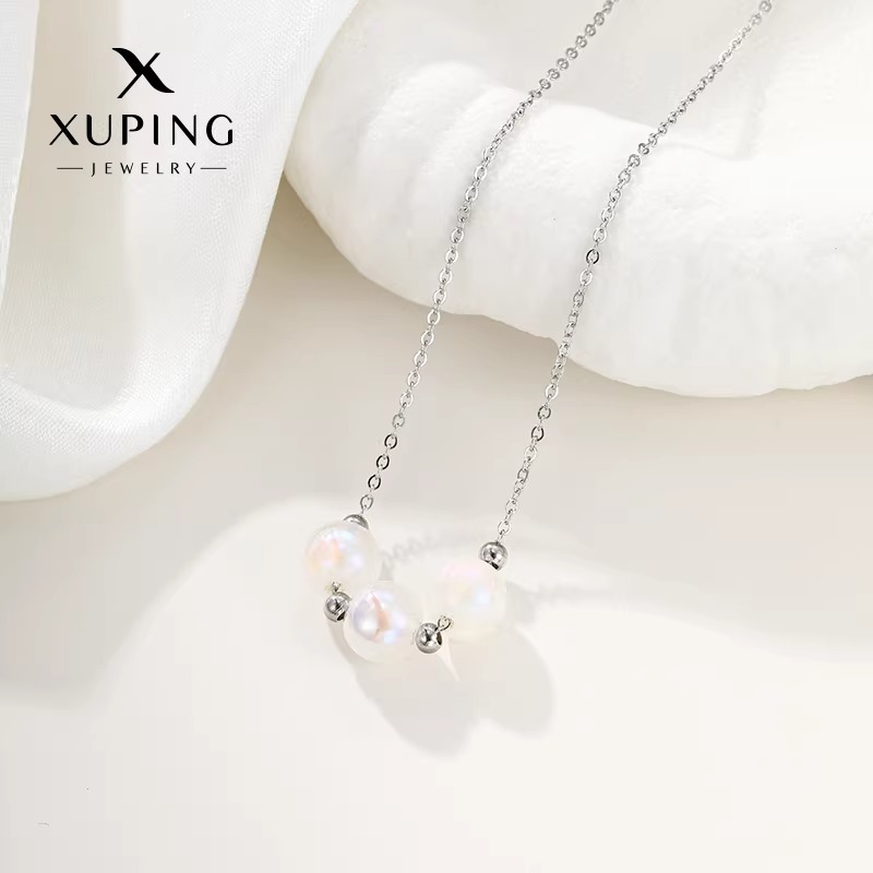 Xuping sirena de oro colorido aurora burbuja collar sonrisa redonda temperamento simple cotidiano cadena de clavícula mujer