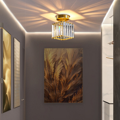 American style All copper crystal Aisle lights Corridor Entrance Ceiling lamp modern Simplicity balcony register and obtain a residence permit Northern Europe Light extravagance Small lights