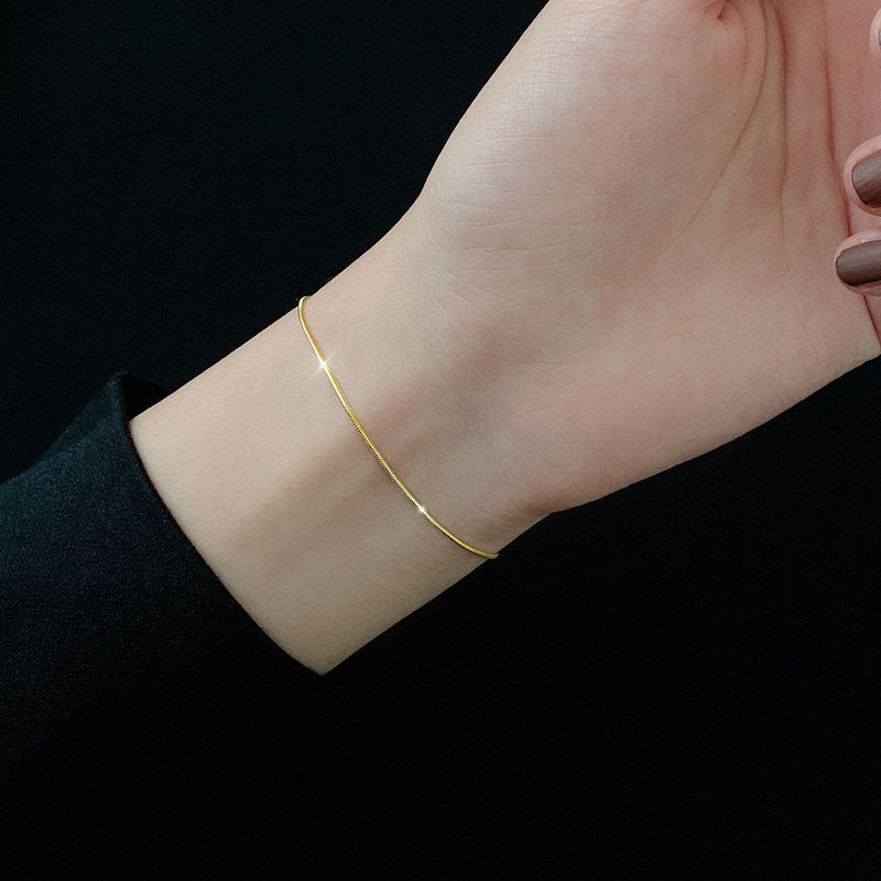 Real Gold Electroplating Factory Price Thin Snake Bone Anklet Personalized Design Foot Jewelry for Female Students Simple Trendy Internet Celebrity Style