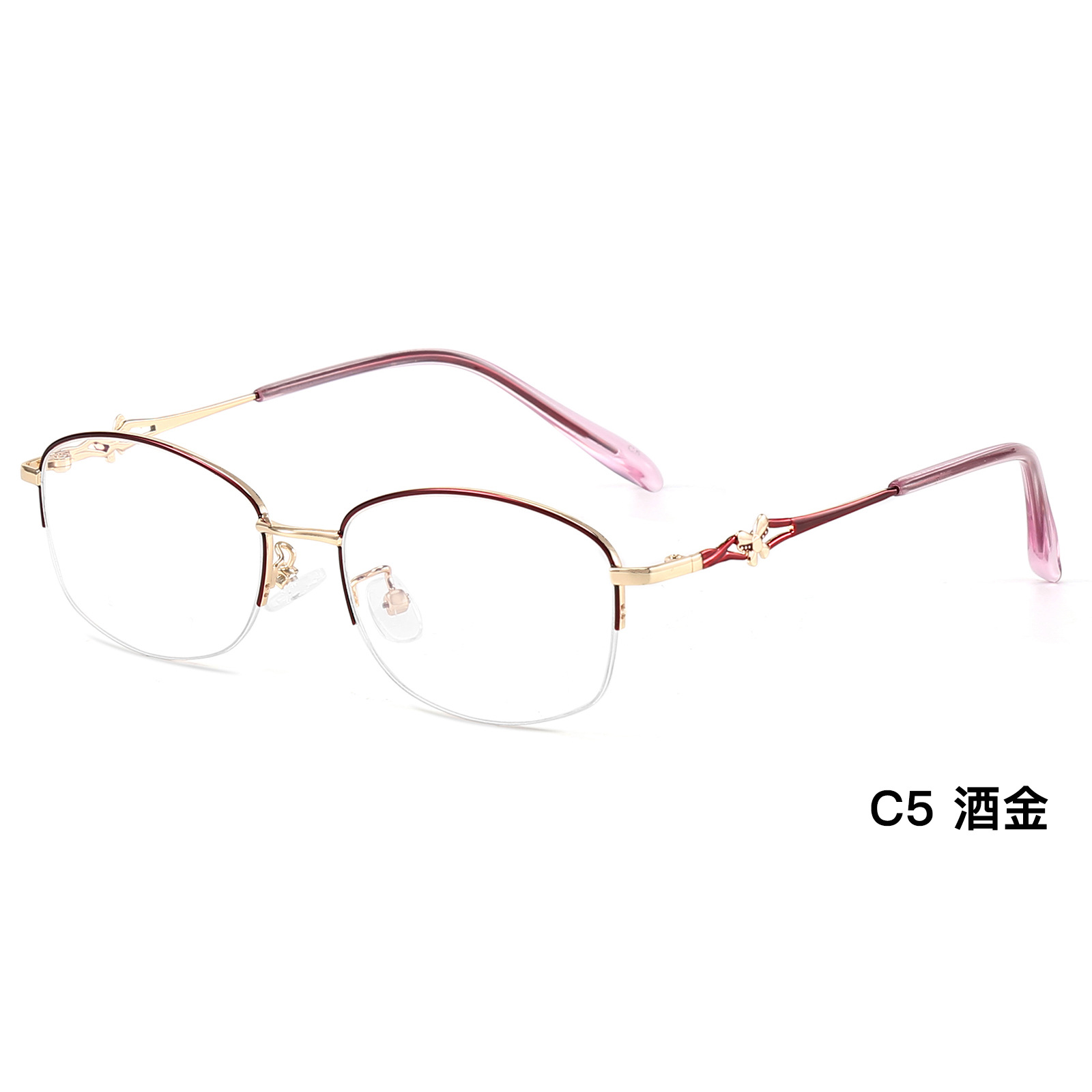 Ultra-luz elegante dama de dos colores de las mujeres de medio marco gafas de marco para la miopía gafas de presbicia Danyang gafas al por mayor