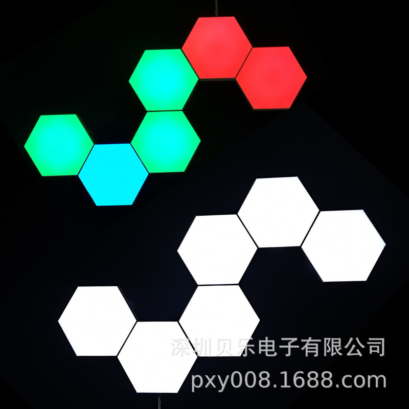 In-stock touch-sensitive hexagonal mosaic wall lights, 5V2A, creative honeycomb LED ambient lighting, directly supplied by the manufacturer In-stock touch-sensitive hexagonal mosaic wall lights, 5V2A, creative honeycomb LED ambient lighting, directly supplied by the manufacturer