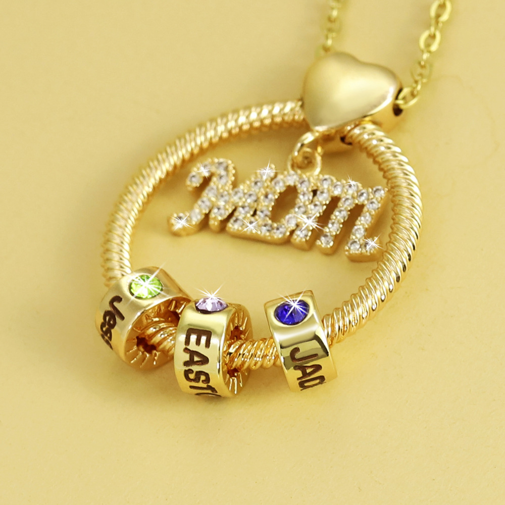 Unisex Gender Beaded, Inlaid Zircon Design Fashion Style Fashion Letter Copper Beaded Inlaid Zircon Zircon Pendant Necklace