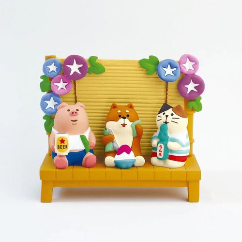Cute Japanese Cat Summer Garden Series Sunflower Cat Water Cat Smoothie Shiba Inu Resin Desktop Ornaments