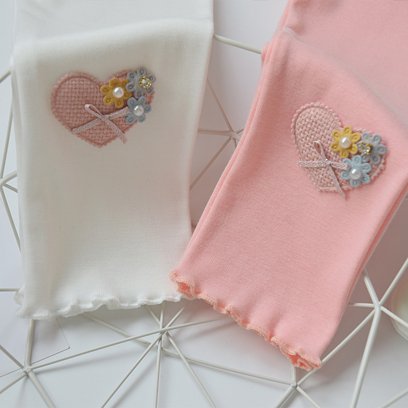 Polainas de las niñas otoño 2022 nuevos niños de la flor delgada elástica desgaste exterior del bebé niñas primavera y otoño pantalones delgados