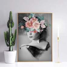 单幅唯美女人爱自己多一点抽象帆布画墙艺术花卉酒店家居装饰挂画