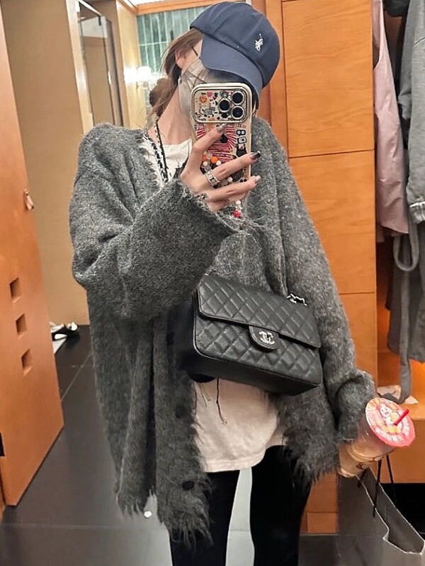 韩系设计感流苏边毛衣外套女秋冬新款宽松百搭针织开衫上衣女1361|undefined