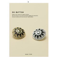 藝森ESSTUDIO 鑲鑽傘花紐扣金屬小香歐美風外套西裝大衣服裝扣子