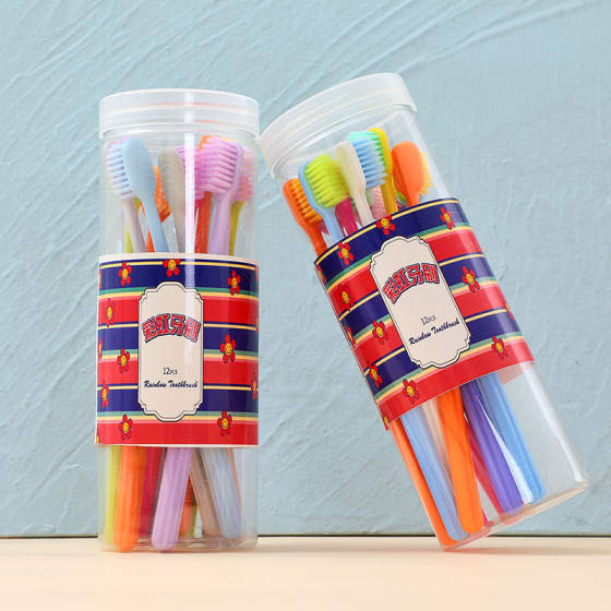 Rainbow toothbrush 12 barreled dopamine household adult soft hair cleaning toothbrush a batch of advanced