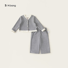 宥宝童装女童秋装阔腿裤套装2025新款儿童撞色开衫外套长裤两件套