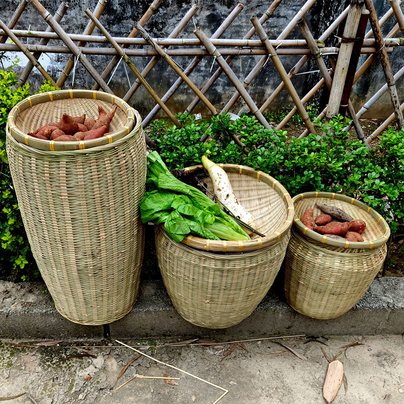 Bamboo woven large bamboo basket large bamboo basket sundries garbage storage basket hotel storage basket recycling basket supermarket furnishings basket Bamboo woven large bamboo basket large bamboo basket sundries garbage storage basket hotel storage basket recycling basket supermarket furnishings basket