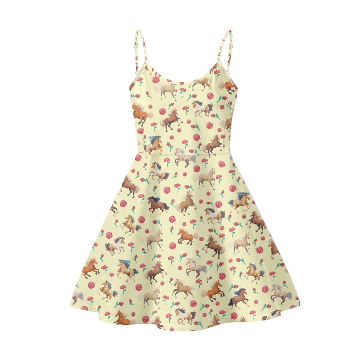 아마존 폭발 뜨거운 원피스 대외 무역 실행 말 장미 패턴 플러스 사이즈 조커 스커트 슬립 스커트