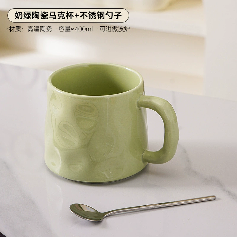 Керамическая кружка Ceramic Mark, нишевый дизайн 2024, с опциональной ложкой AISI 304