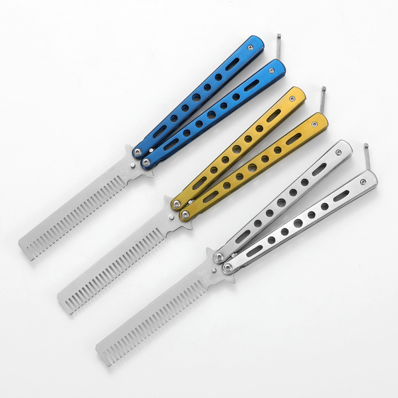 CSGO mariposa cuchillo principiante práctica juguete plegable cuchillo mariposa peine cuchillo mariposa cuchillo todo Acero sin abrir hoja